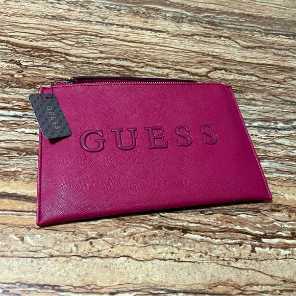 Guess Wristlet Large Burgundy Clutch Wristlet Wallet